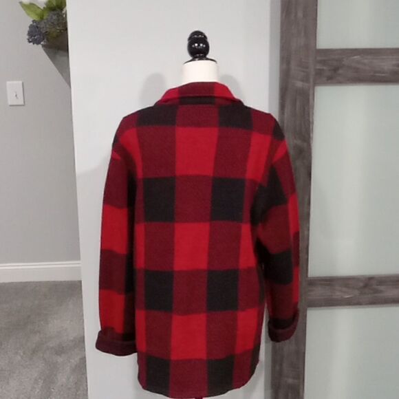 Keren Hart black and red buffalo plaid pea coat / jacket size XL 0100889 - Picture 3 of 3